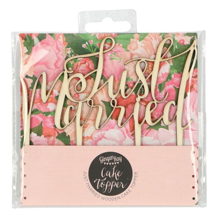 Wooden Just Married Cake Topper
