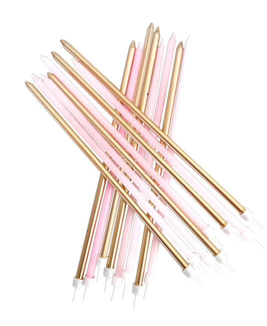 Pastel Pink & Gold Tall Candles
