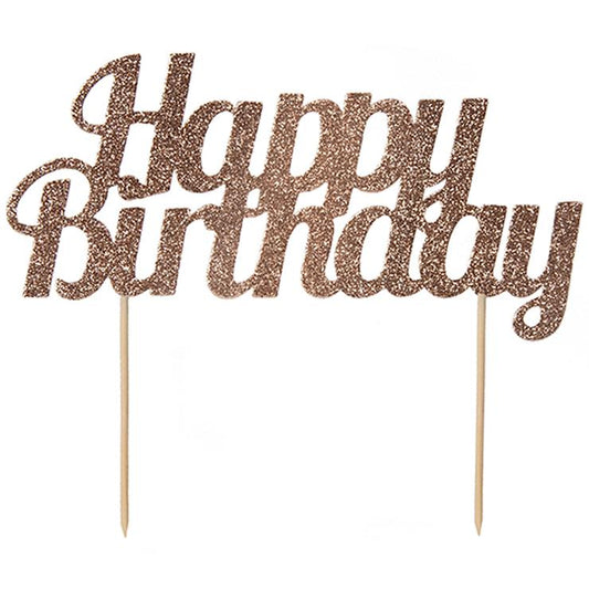 Happy Birthday Cake Topper (Rose Gold)